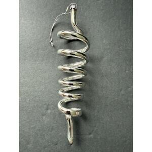 Krebs Christmas Ornaments Silver Glass Corkscrew Swirls Twists Whimsy